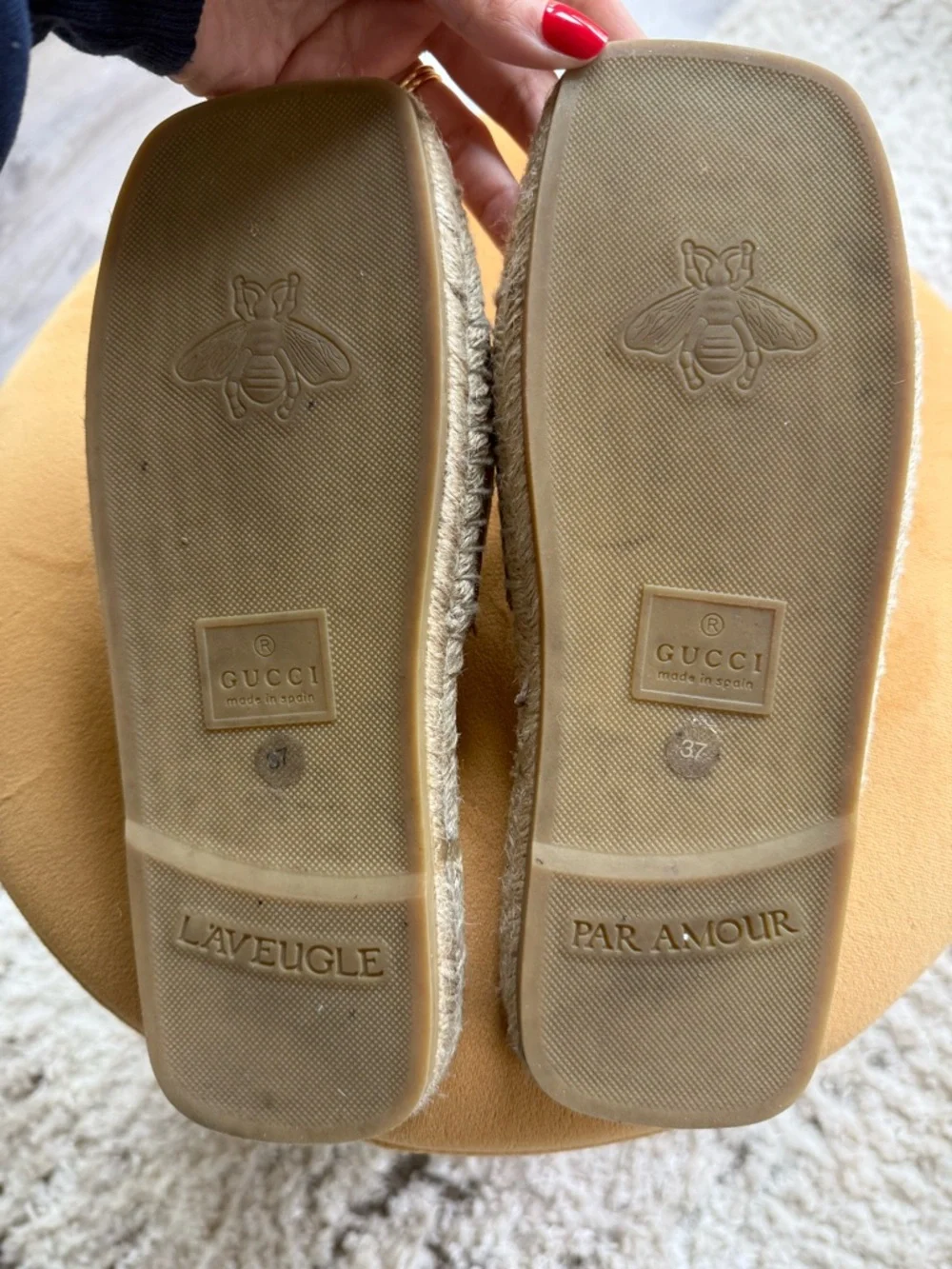 Gucci Brown Leather Interlocking G Espadrille Slide Sandals - Picture 5 of 7